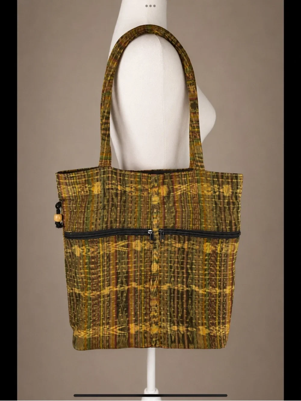 Artisan Beaded Floral Tote Bag Drawstring Purse Boho Embroidered Lined Handbag